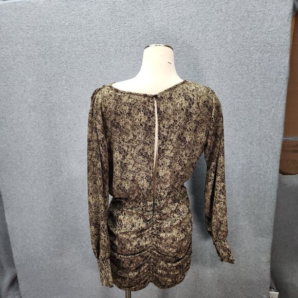 Forever 21 Snake Print Ruched Mini Dress With Long Sleeves & Back Zipper - Picture 3 of 7